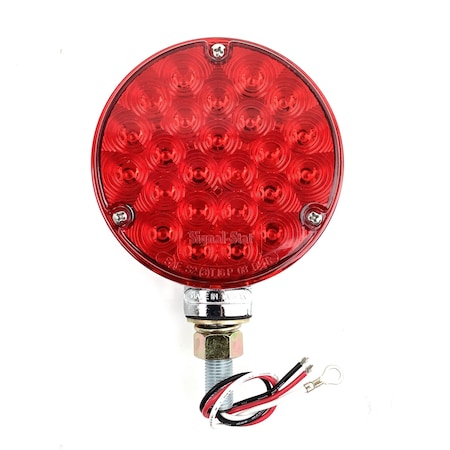 Truck-Lite Signal-Stat, Led, Red/Yellow Round, 24 Diode, Dual Face, 3 Wire, Pedestal Light, 1 Stud,  2750-3